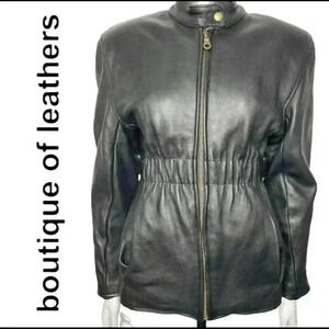 Boutique Of Leathers Women's Leather Motorcycle Jacket Black Small